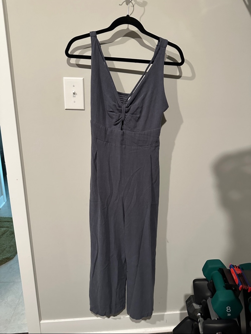 Sleeveless Wide-Leg Jumpsuit in Slate Blue Gray - Picture 2 of 4